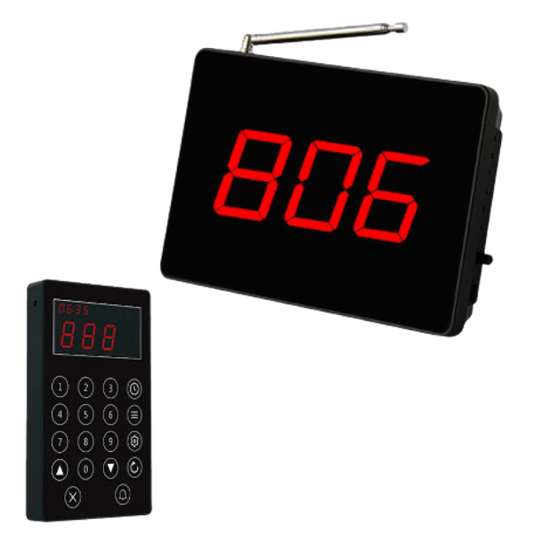 Wachtrijoproepsysteem: scorebord + oproepzender - SC-R15 + APE100