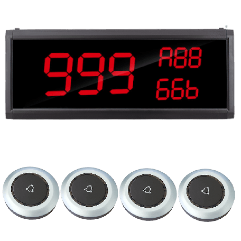 Display oproepsysteem: display + belknop - ZJ-82 + 4x TC500-1S