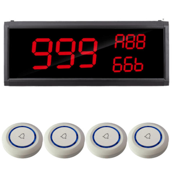 Display oproepsysteem: display + belknop - ZJ-82 + 4x TC500-1W