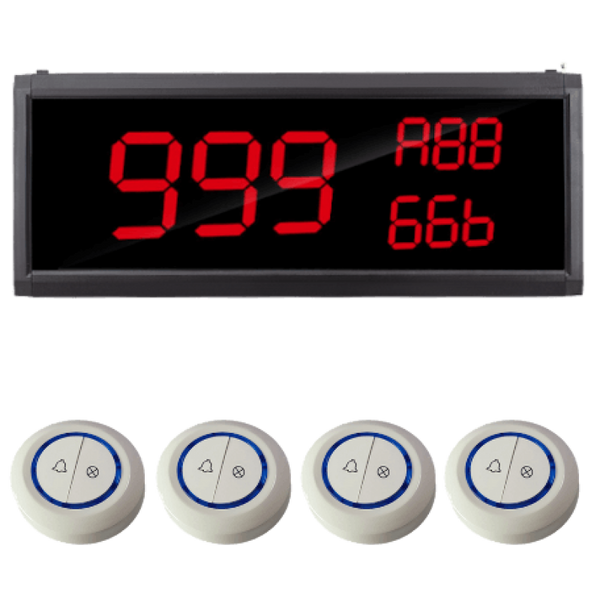 Display oproepsysteem: display + belknop - ZJ-82 + 4x TC500-2W