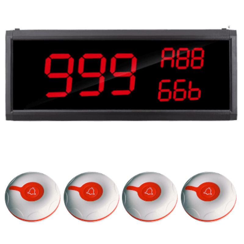 Display oproepsysteem: display + belknop - ZJ-82 + 4x YK500-1N-R