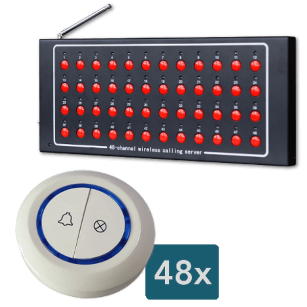 Display oproepsysteem: display + belknop - ZJ-48 + 48x TC500-2W