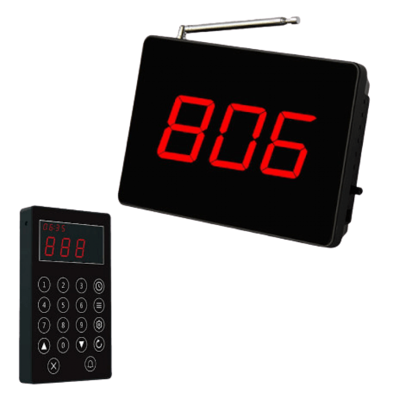 Wachtrijoproepsysteem: scorebord + oproepzender - SC-R15 + APE100